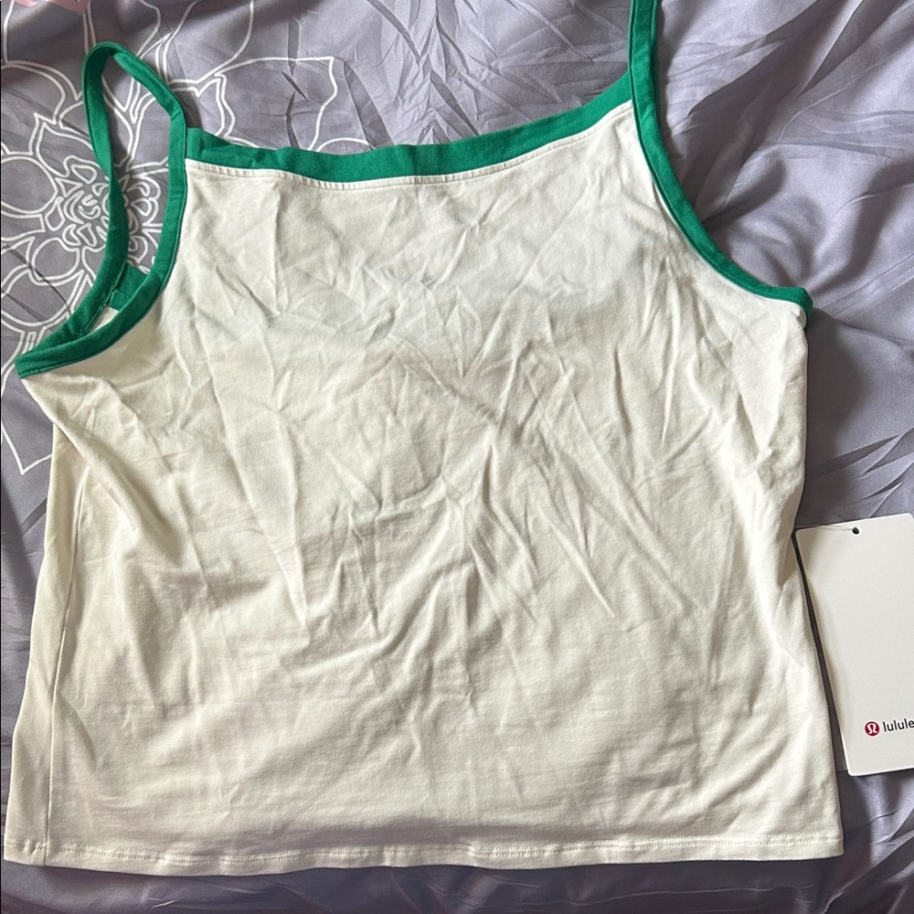 Lululemon Green and White Women's Tank Top